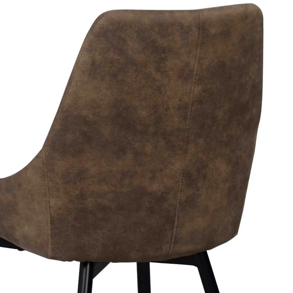 Loft Tisch Eiche White Wash & 6 Stühle Pulva in Braun Microfaser (siebenteilig)