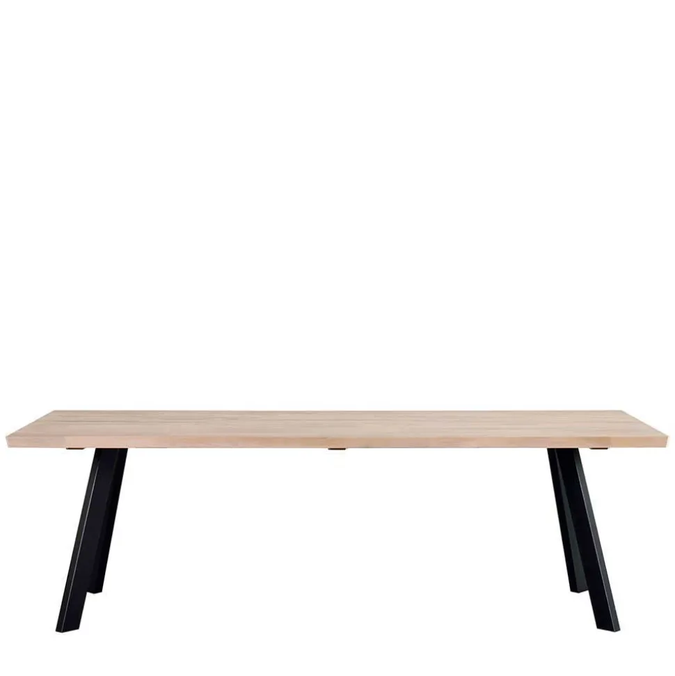 Loft Tisch Eiche White Wash & 6 Stühle Pulva in Braun Microfaser (siebenteilig)