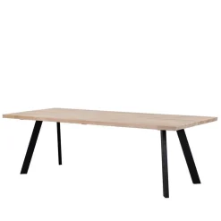 Loft Tisch Eiche White Wash & 6 Stühle Pulva in Braun Microfaser (siebenteilig)