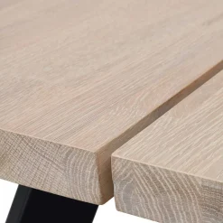 Loft Tisch Eiche White Wash & 6 Stühle Pulva in Braun Microfaser (siebenteilig)