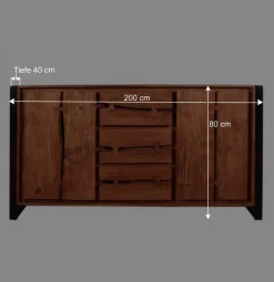 Loft-Stil Anrichte Smantana aus Akazie Massivholz