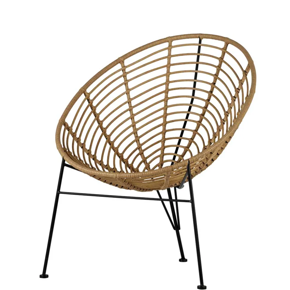 Lounge Stuhl aus Geflecht in Beige - Padiona