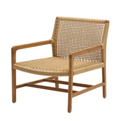 Loungesessel aus Geflecht und Teakholz - Comrinaca