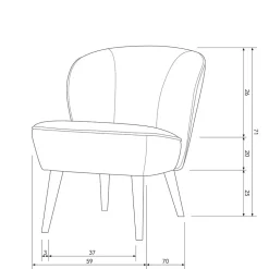 Loungestuhl aus Samt in Khaki - Griffina