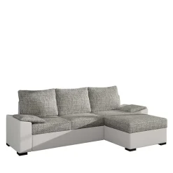 L-Schlafsofa in Beigegrau und Weiß - Mallorca