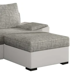 L-Schlafsofa in Beigegrau und Weiß - Mallorca