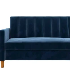 L-Schlafsofa in Blau Samt - Astomon