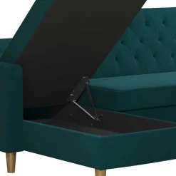 L-Schlafsofa in Petrol Samt - Samanca