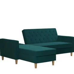L-Schlafsofa in Petrol Samt - Samanca
