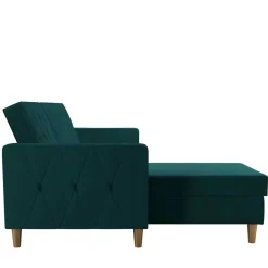 L-Schlafsofa in Petrol Samt - Samanca