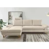 L-Sofa mit Schlaffunktion in Creme & Buche - Baonga