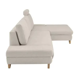 L-Sofa mit Schlaffunktion in Creme & Buche - Baonga
