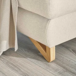 L-Sofa mit Schlaffunktion in Creme & Buche - Baonga