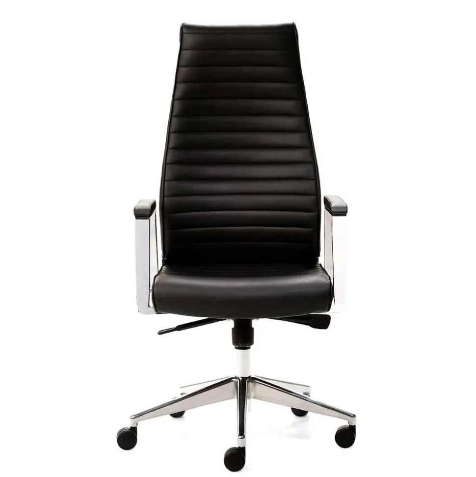 Luxus Bürostuhl aus Echtleder Schwarz - Dario