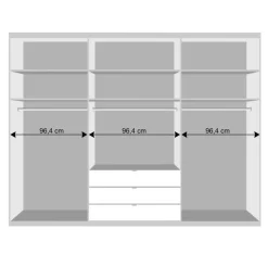 3m Topp Kleiderschrank 3-türig mit Spiegel - Vaclyn