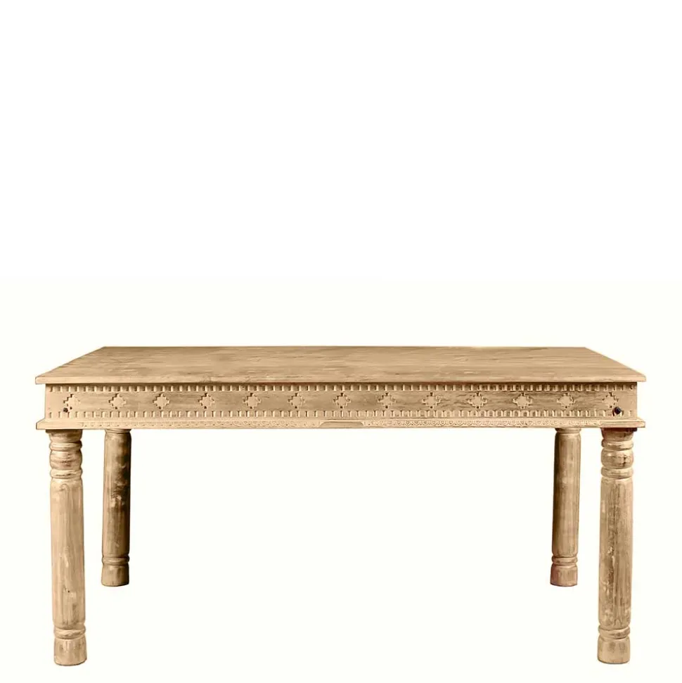 Mango Holztisch geschnitzt & gedrechselt - Runiasa