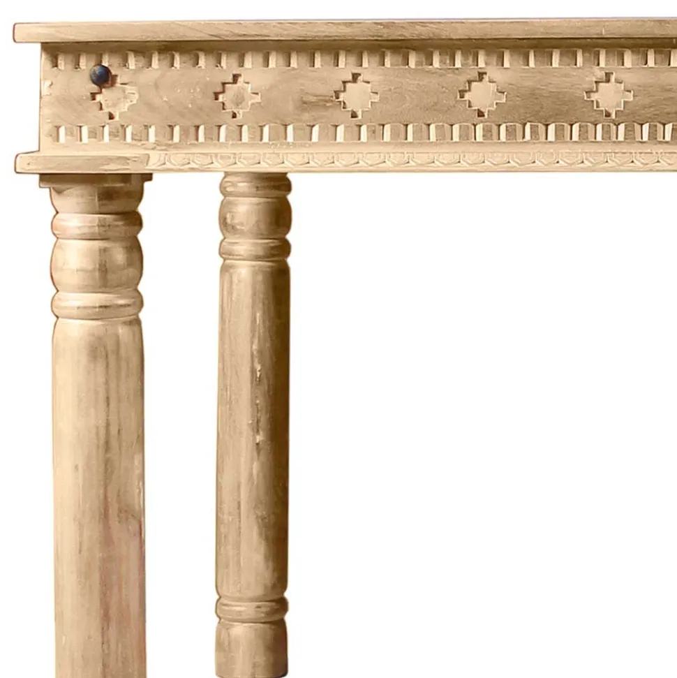 Mango Holztisch geschnitzt & gedrechselt - Runiasa