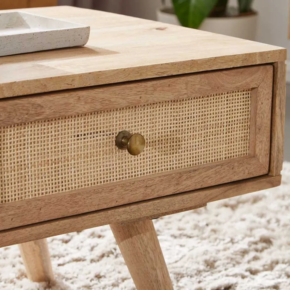 Mangoholz Couchtisch mit Fach & Schublade - Kanados