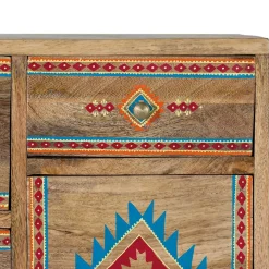 Mangoholz Kommode mit Ethno Ornamenten - Linall