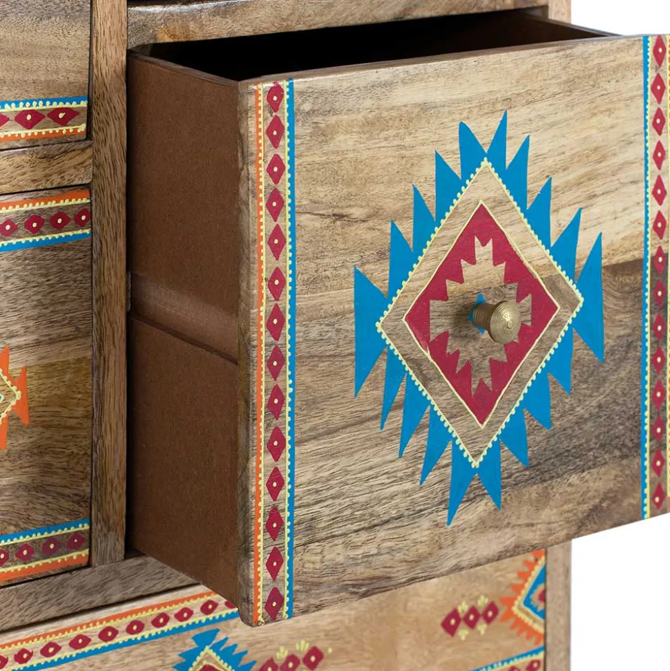 Mangoholz Kommode mit Ethno Ornamenten - Linall