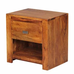 Markanter Nachttisch Hoslo aus Holz massiv