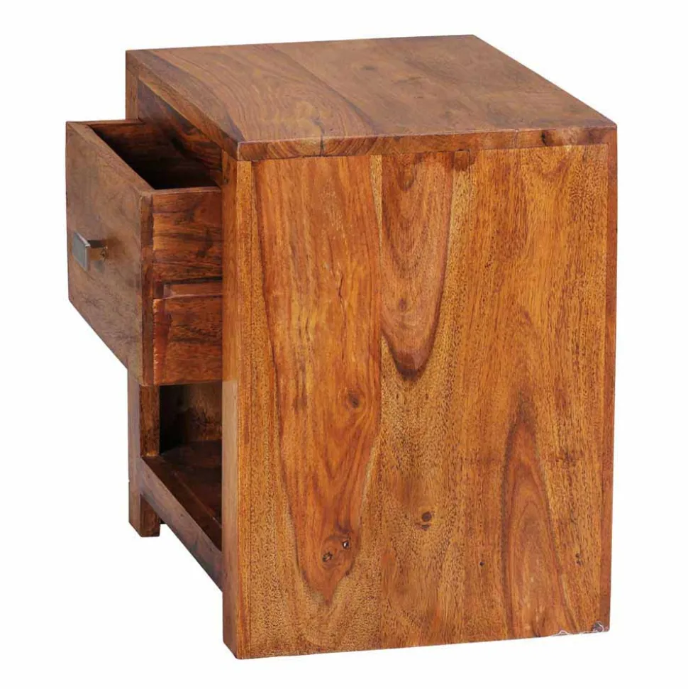 Markanter Nachttisch Hoslo aus Holz massiv