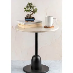 Marmor Beistelltisch in Cremeweiß - Icy