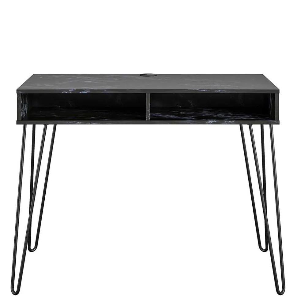 Marmor Optik Schreibtisch in Schwarz - Siamta