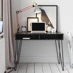 Marmor Optik Schreibtisch in Schwarz - Siamta