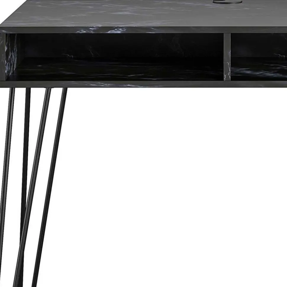 Marmor Optik Schreibtisch in Schwarz - Siamta