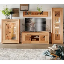 Massive Anbauwand aus Kernbuche - Sarosca (vierteilig)