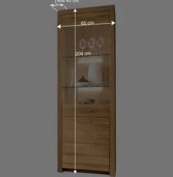 Massive Holzvitrine aus geölter Wildeiche - Loitons