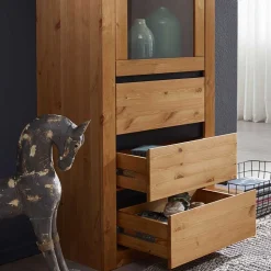 Massiver Kiefernholz Schrank mit Glastür - Filedria