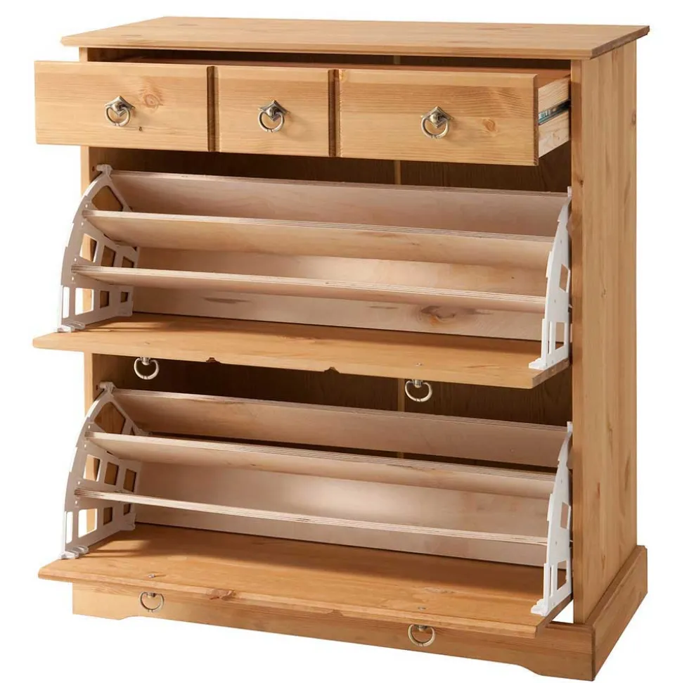 Massives Dielenmöbel Set im Landhausstil - Edranov (vierteilig)