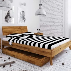 Massives Wildeiche Bett mit Schubladen - Eavy I
