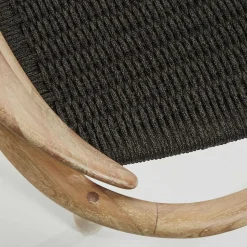 Massivholz Armlehnstuhl mit Geflecht Sitz Anela aus Kordel Grau (4er Set)