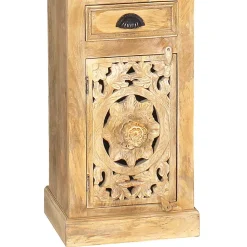 Massivholz Bad Hochschrank in Sandfarben - Runiasa