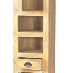 Massivholz Bad Hochschrank in Sandfarben - Runiasa