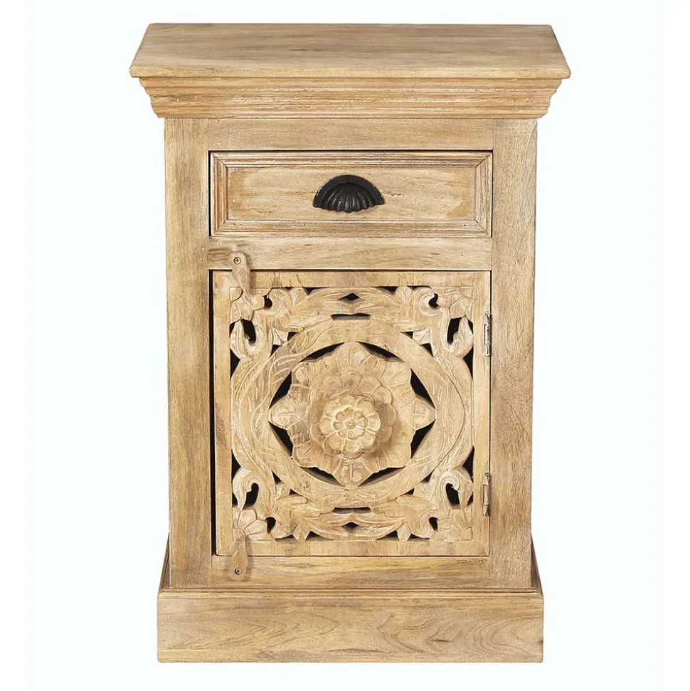 Massivholz Bad Unterschrank in Sandfarben - Runiasa