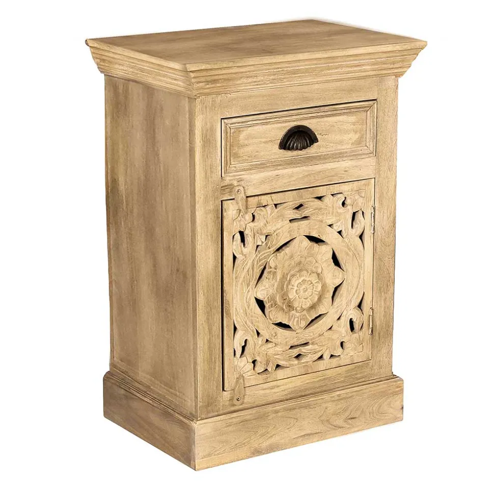 Massivholz Bad Unterschrank in Sandfarben - Runiasa