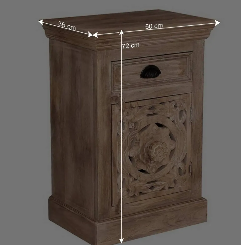 Massivholz Bad Unterschrank in Sandfarben - Runiasa