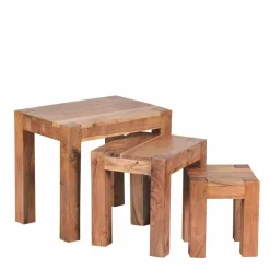 Massivholz Beistelltische Vislan im Set (dreiteilig)