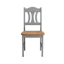 Massivholz Esszimmerstuhl Seramya in Grau (2er Set)