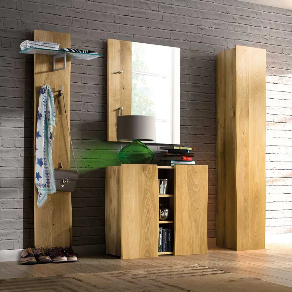 Massivholz Flurmöbel Set aus Eiche - Avidora (vierteilig)