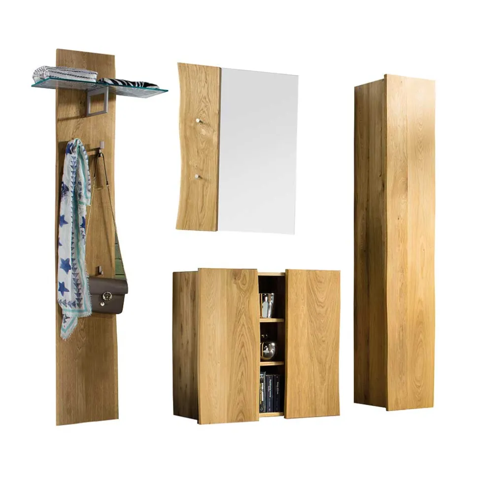 Massivholz Flurmöbel Set aus Eiche - Avidora (vierteilig)