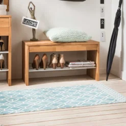 Massivholz Garderobenbank Delvestra mit Schuhablage