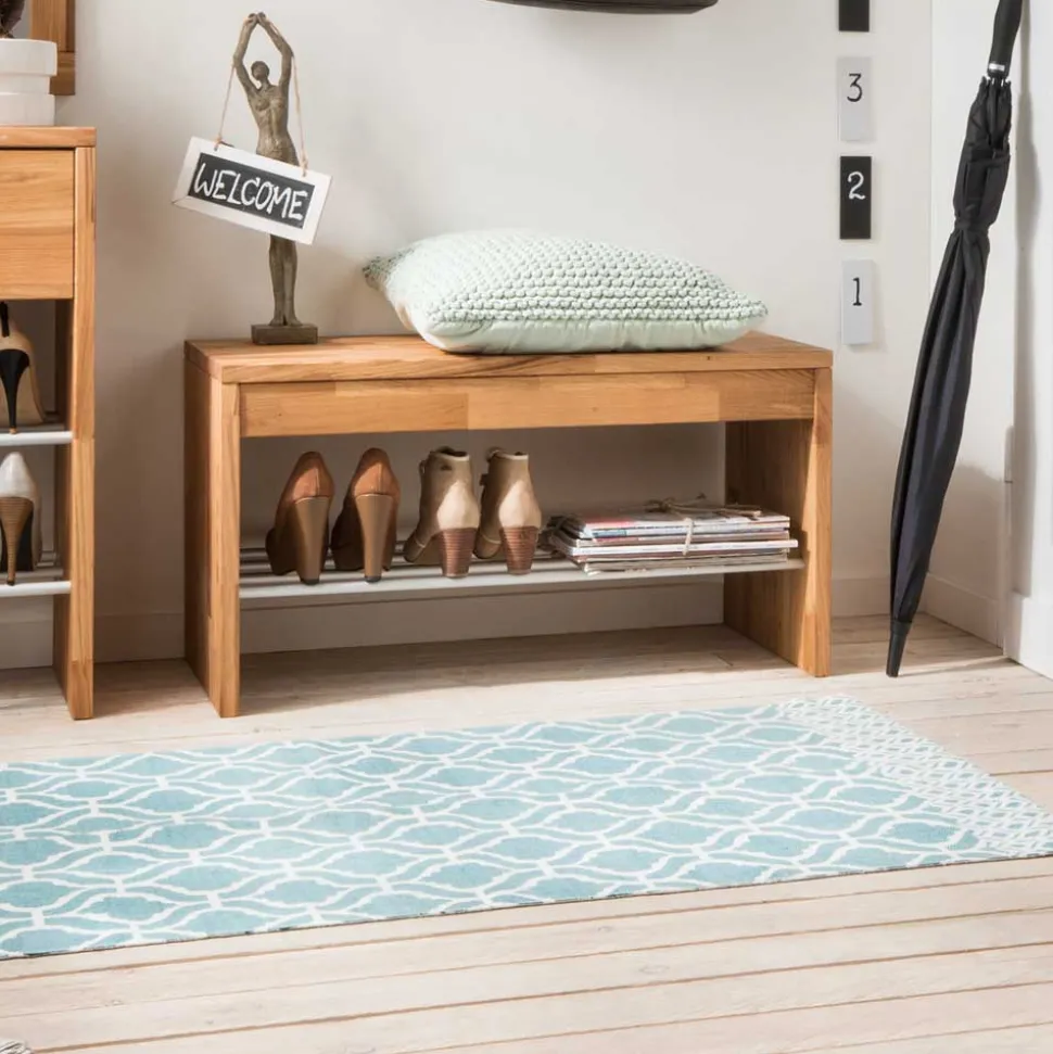 Massivholz Garderobenbank Delvestra mit Schuhablage