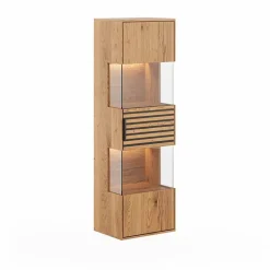 Massivholz Hängevitrine mit LED Beleuchtung - Eribella