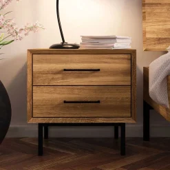 Massivholz Nachtkommode mit zwei Schubladen - Kerfa