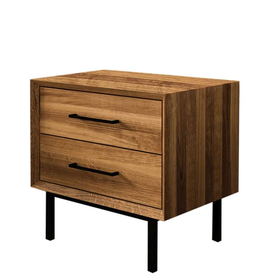 Massivholz Nachtkommode mit zwei Schubladen - Kerfa